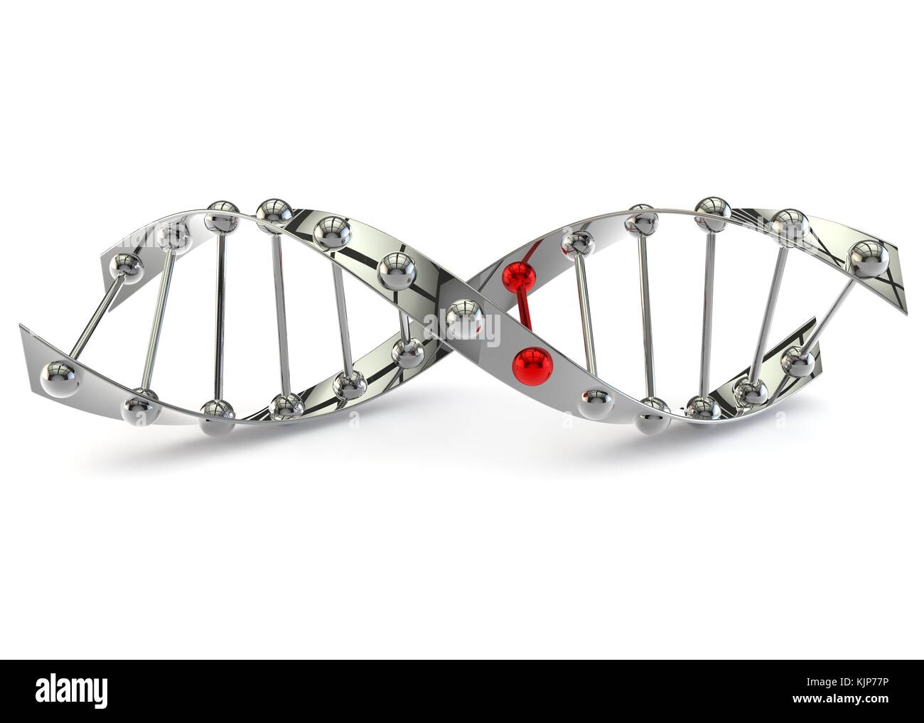 DNA structure on a white isolated background lying on the floor. 3D ...