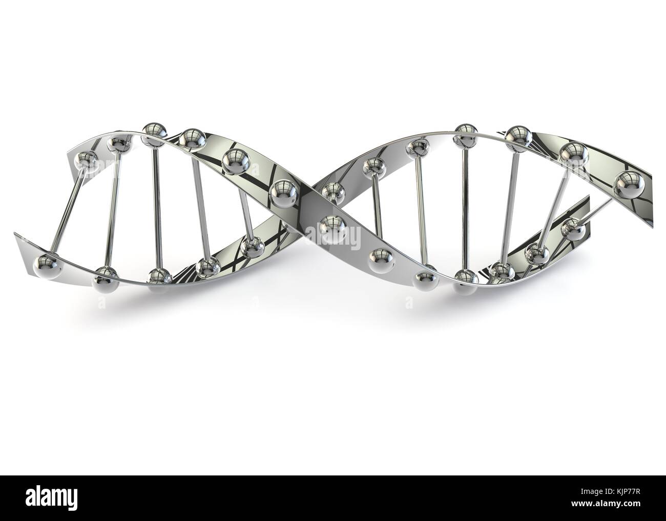 DNA structure on a white isolated background lying on the floor. 3D ...