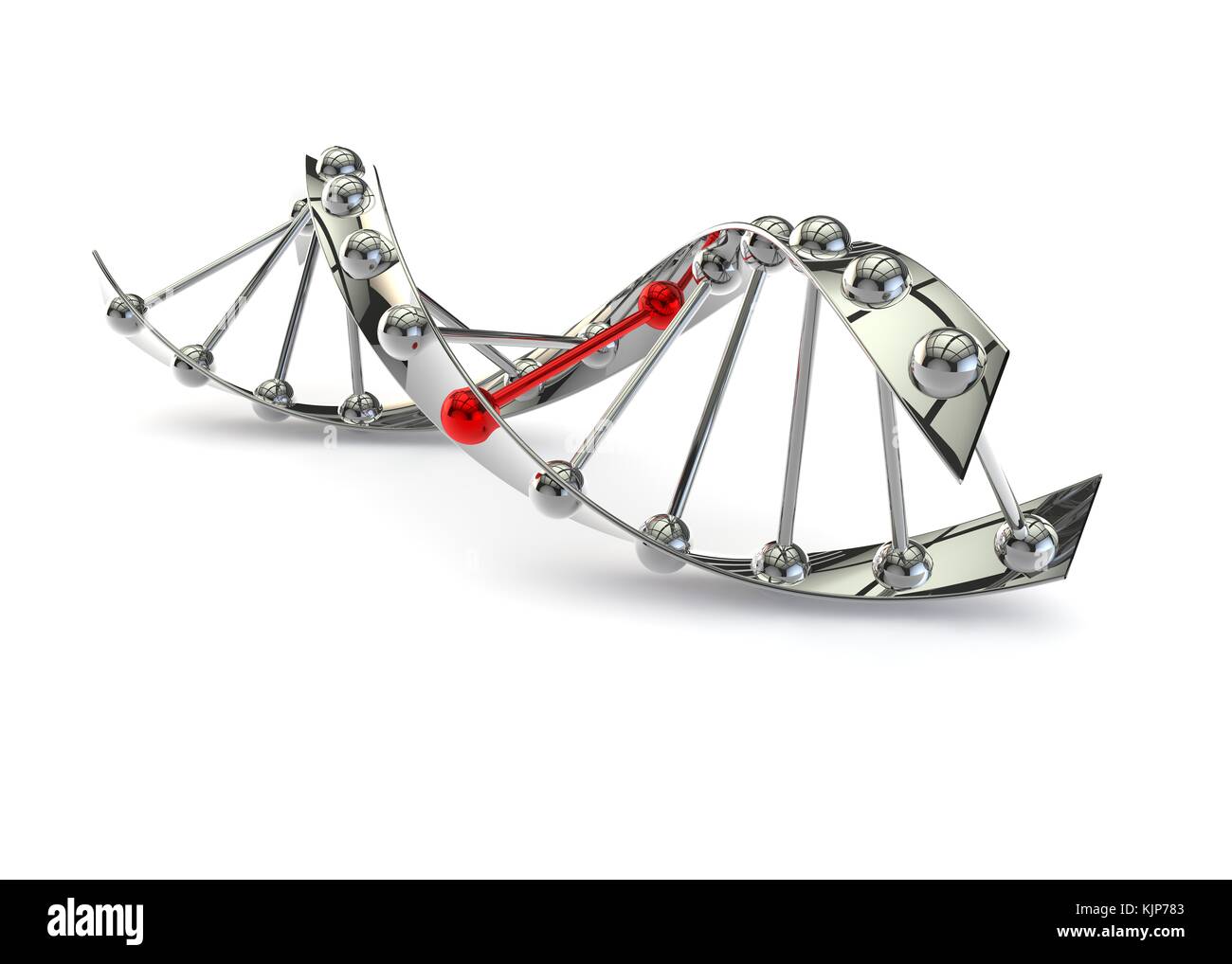 DNA structure on a white isolated background lying on the floor. 3D ...
