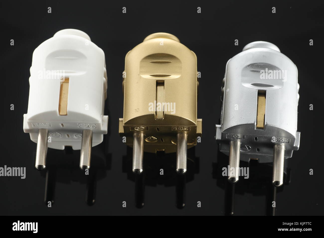 black electric cables with plugs Stock Photo Alamy