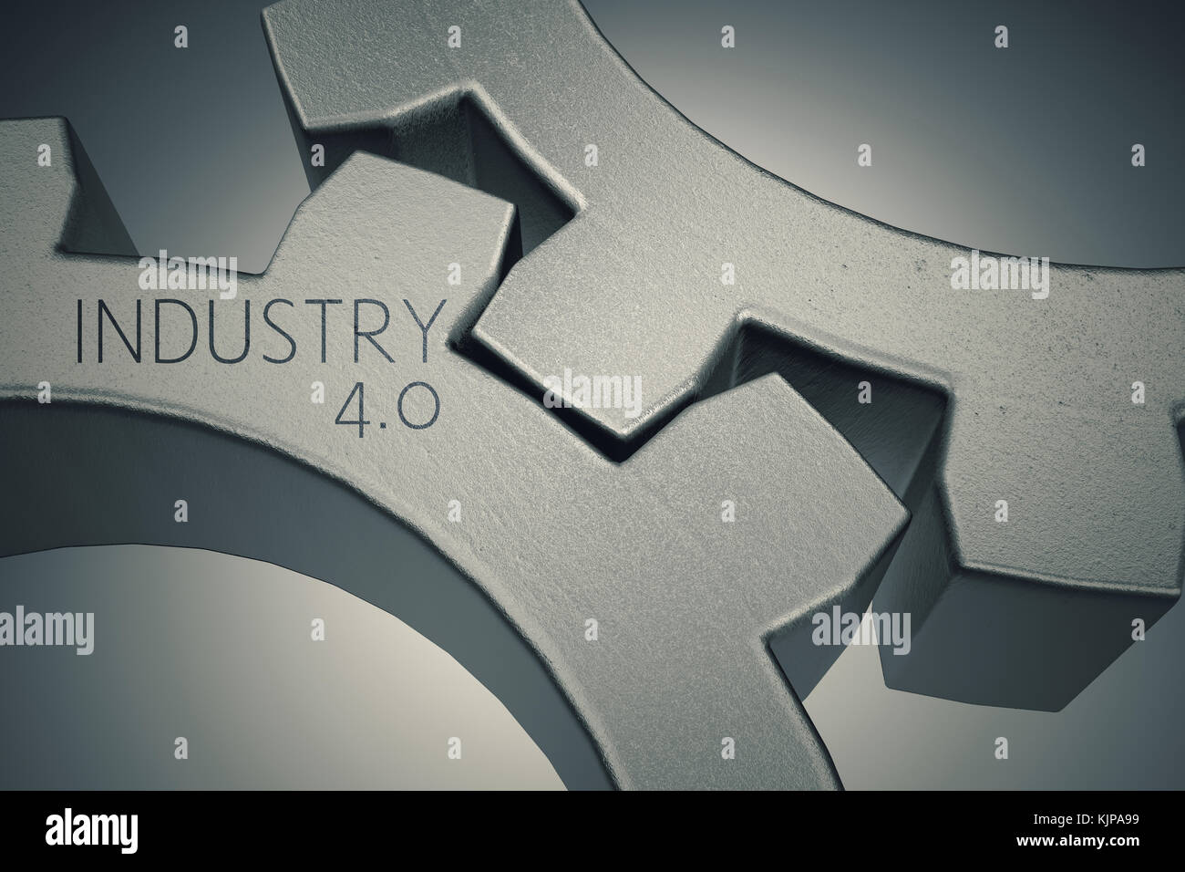 Industry 4.0 with metallic gears.3d rendering industry concept. Stock Photo