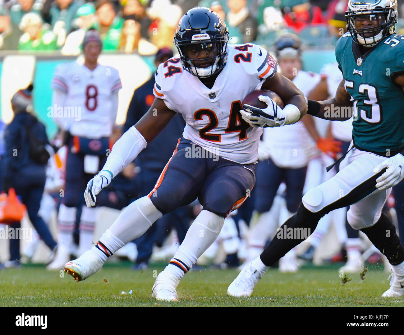 October 6, 2019: Philadelphia Eagles running back Jordan Howard (24) in  action during the NFL game between the New York Jets and the Philadelphia  Eagles at Lincoln Financial Field in Philadelphia, Pennsylvania.