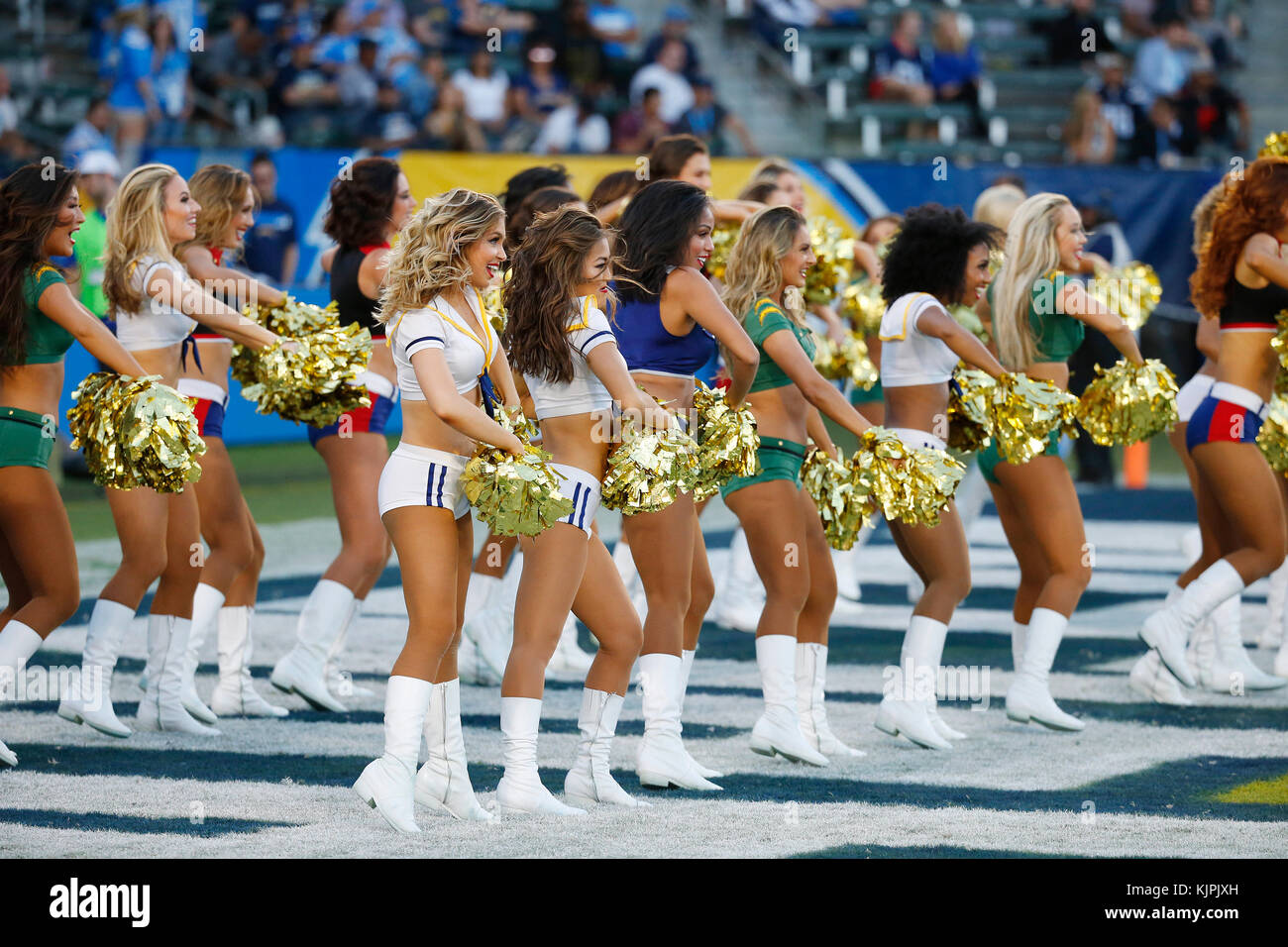 November 19, 2017 Los Angeles Chargers cheerleaders during the football game between the Buffalo Bills and the Los Angeles Chargers at the StubHub Center in Carson, California. Charles Baus/CSM Stock Photo