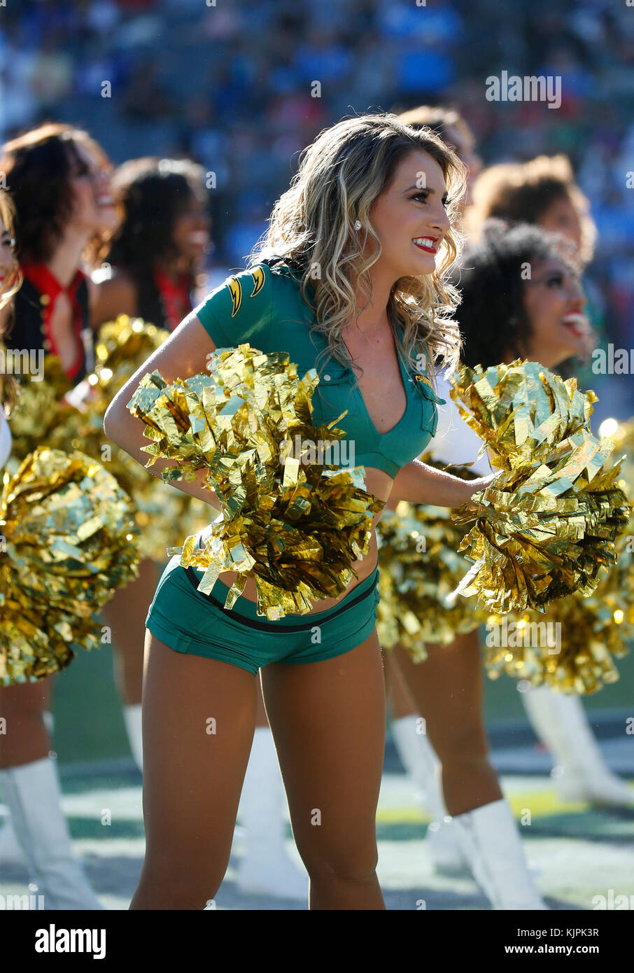 November 19, 2017 Los Angeles Chargers cheerleaders during the football game between the Buffalo Bills and the Los Angeles Chargers at the StubHub Center in Carson, California. Charles Baus/CSM Stock Photo