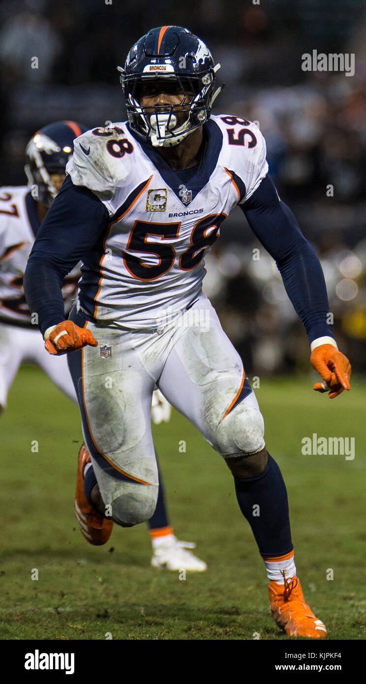 Oakland, California, USA. 26th Nov, 2017. Denver outside linebacker Von ...