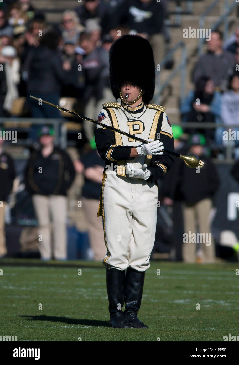 West Lafayette, Indiana, USA. 25th Nov, 2017. Purdue band leader during NCAA football game