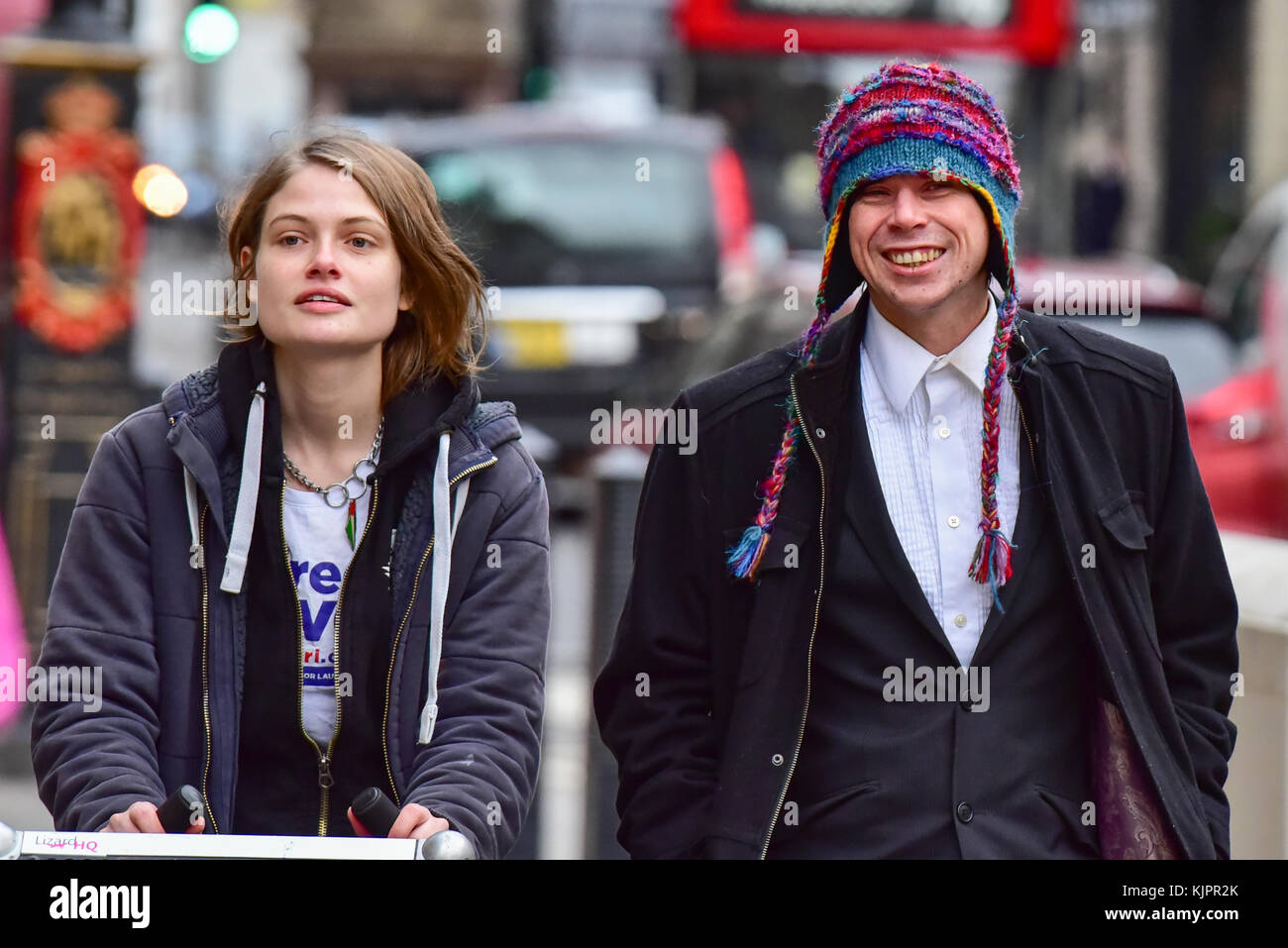London, United Kingdom. 29 November 2017. Lauri Love and partner Sylvia Mann arrive at the Royal Courts of Justice in central London for the start of an appeal hearing against his extradition to the US where he faces hackng charges. Credit: Peter Manning/Alamy Live News Stock Photo