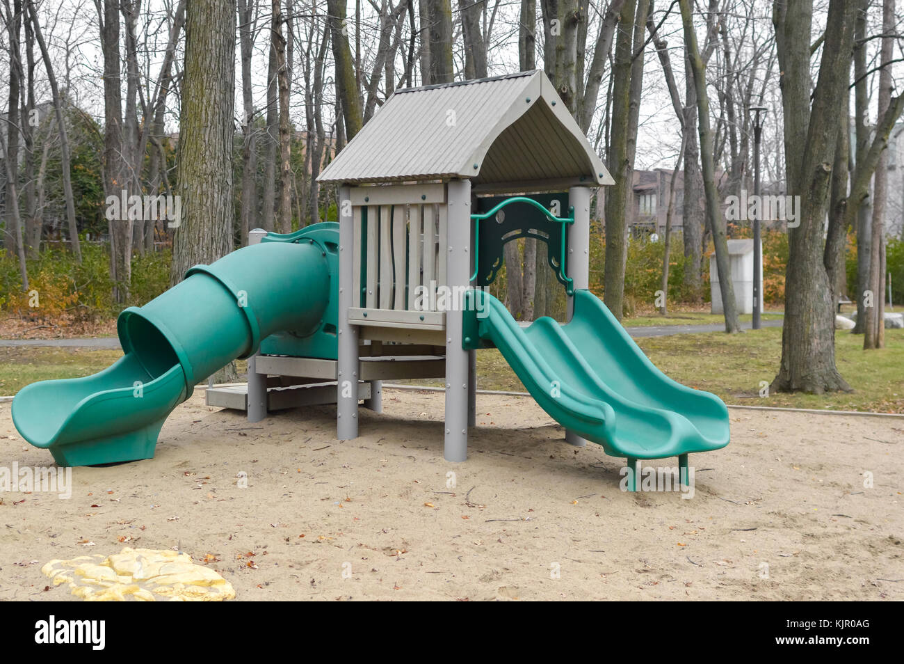 Modern children playground in park in Canada Stock Photo Alamy
