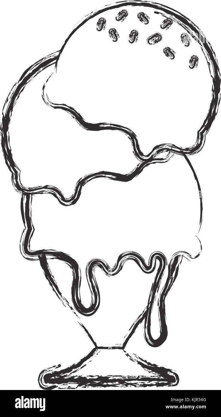 ice cream scoops in glass with three flavors and sprinkles vec Stock