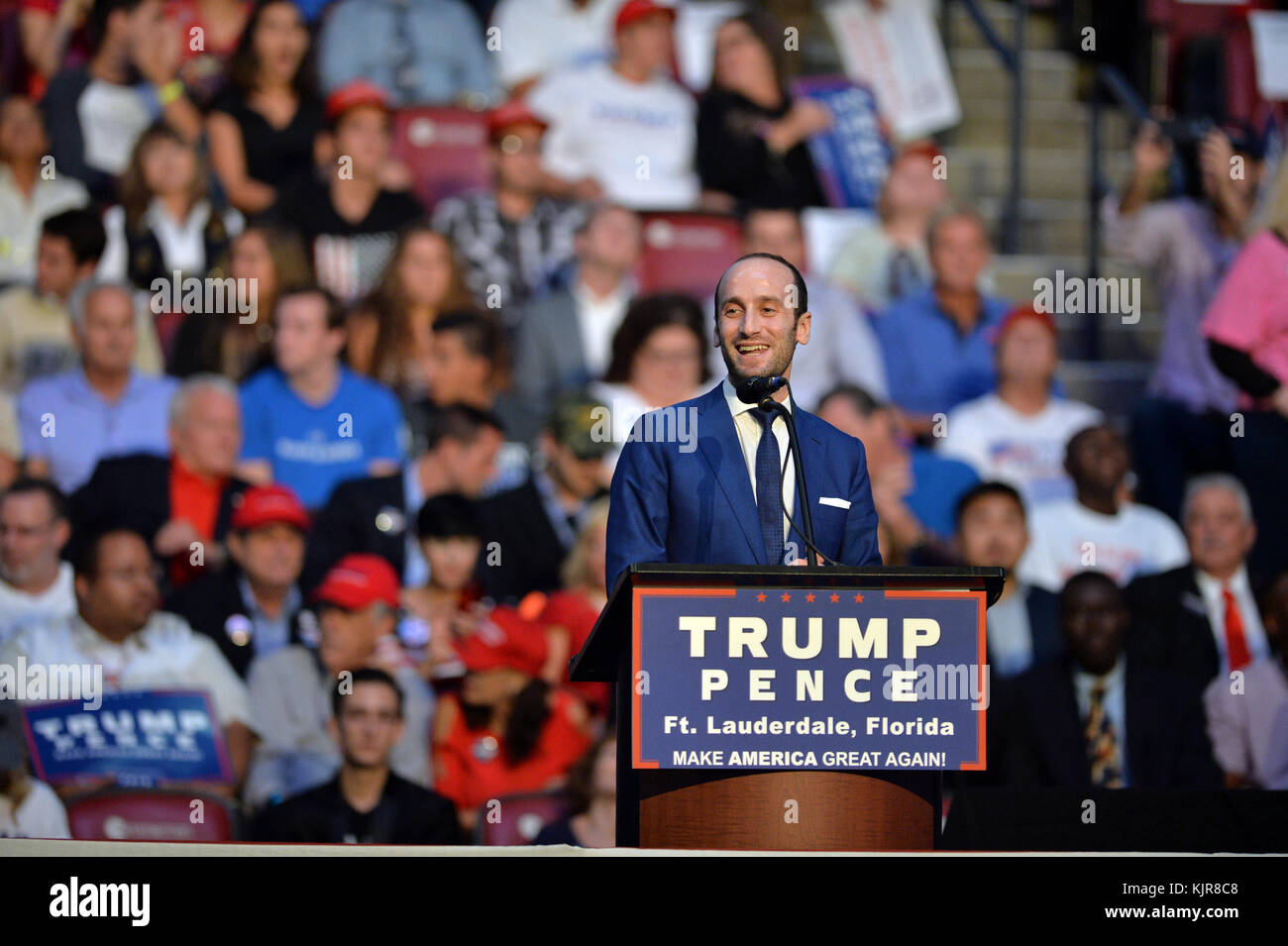 SUNRISE, FL - AUGUST 10: Stephen Miller speaks during Donald J. Trump ...