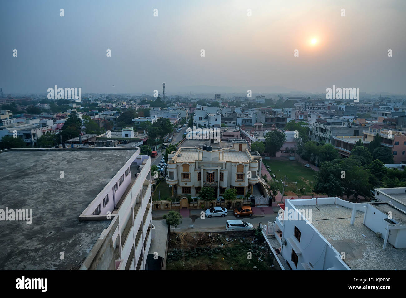 Rooftops of Indian city of Jaipur in morning Stock Photo Alamy