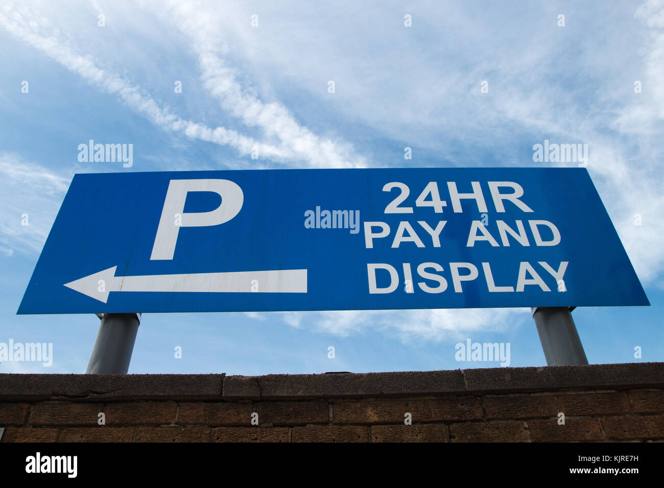 PARKING: 24 Hour Pay and Display Sign Stock Photo