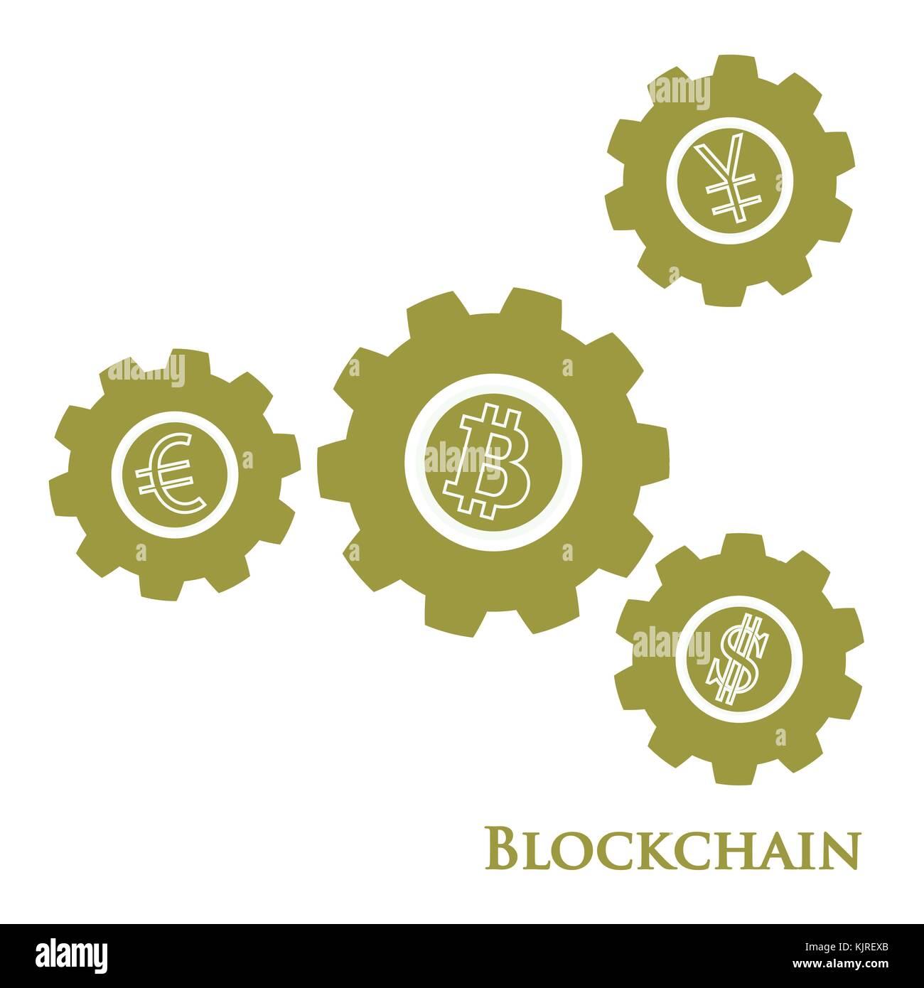 Blockchain. Illustration of digital web money transfer. Gear with