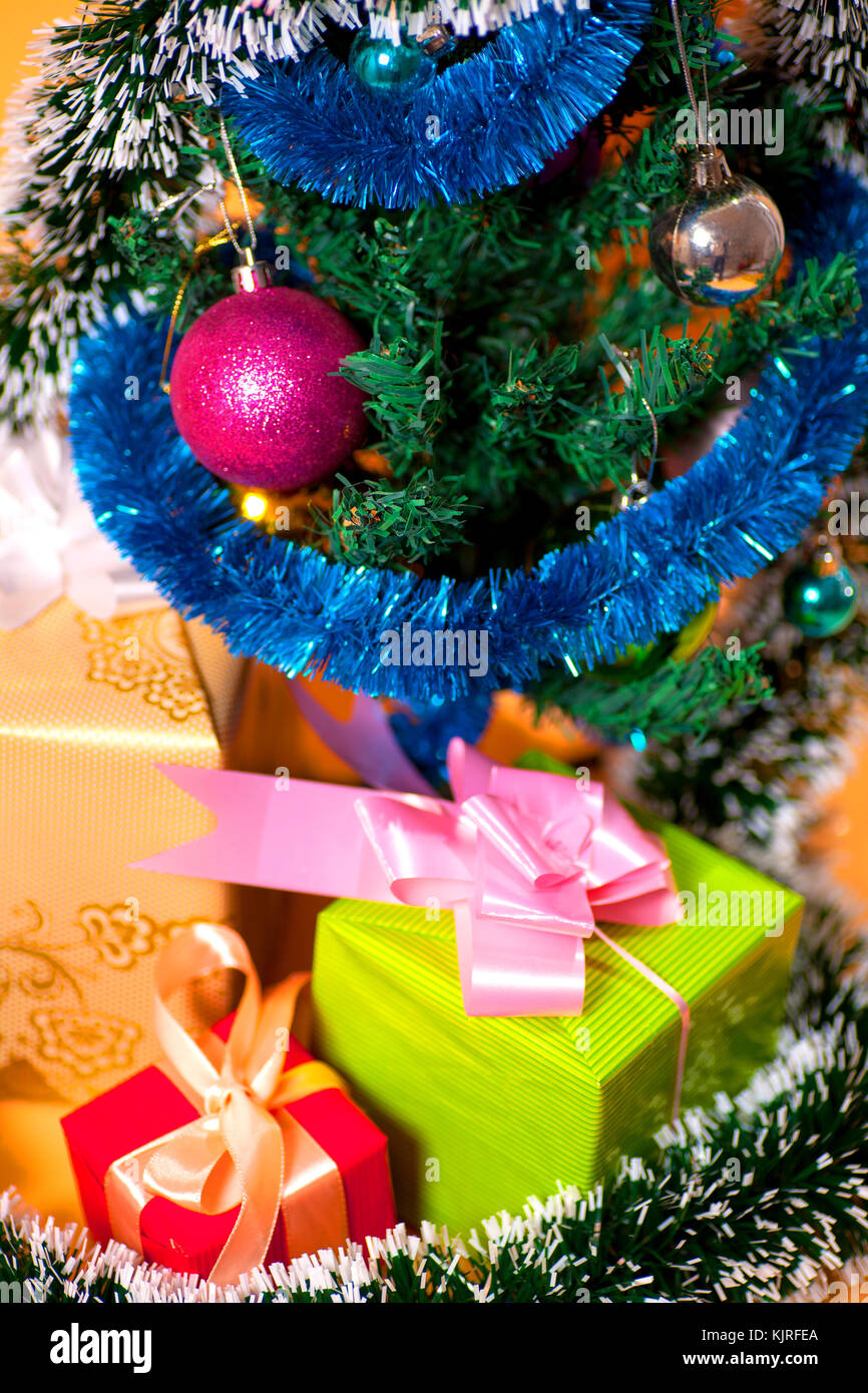 Ecologic Christmas tree made from gift boxes and rustic Christmas