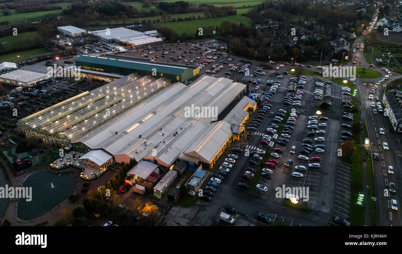 Aerial View Of Bents Garden Centre near Leigh In Glazebury, Warrington