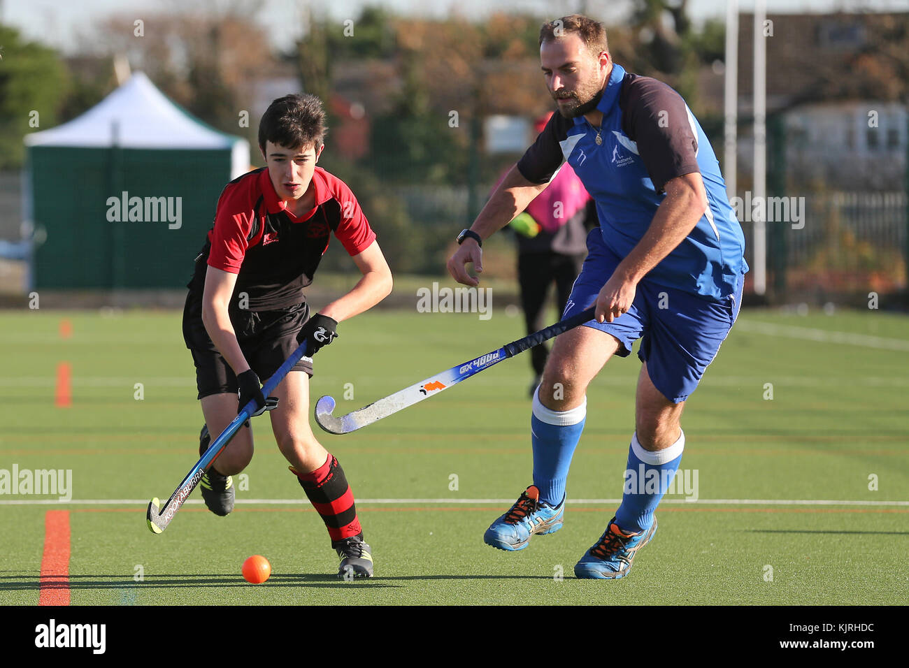 Havering HC 2nd XI vs Southend HC 2nd XI, East Region League Field Hockey at Campion School on 25th November 2017 Stock Photo