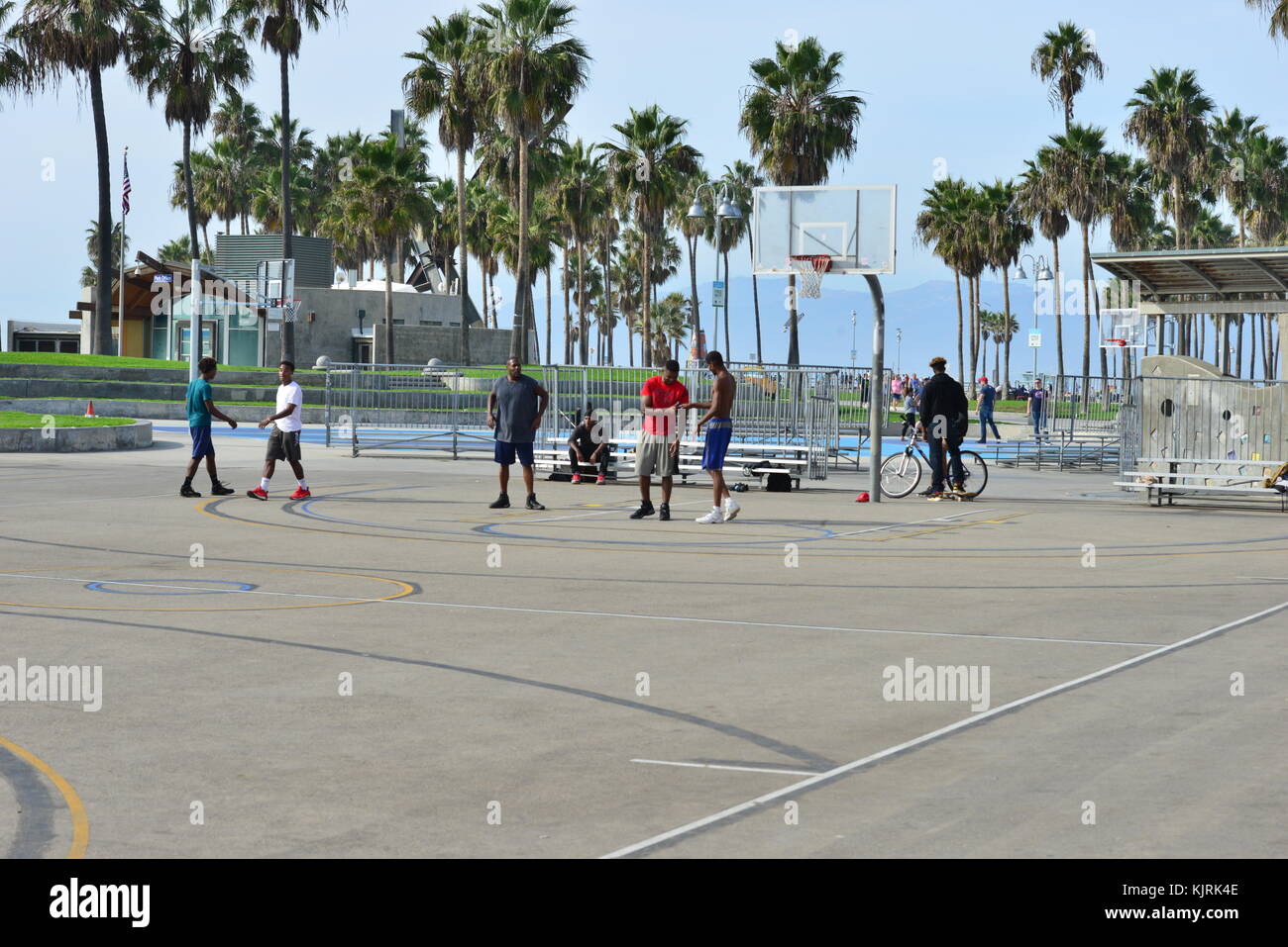 Group of black guys playing Basketball at Venice beach Stock Photo Alamy