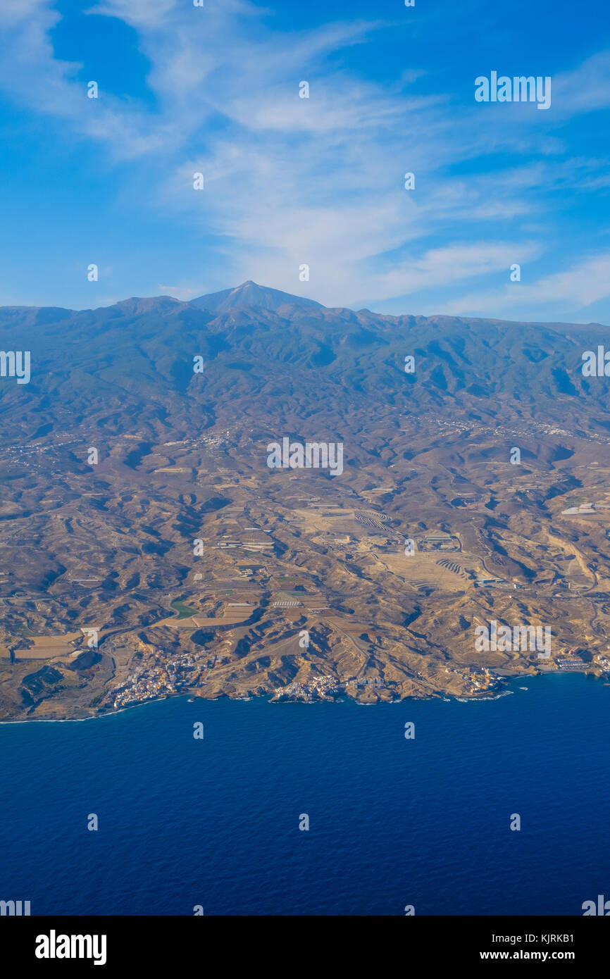 Landscape aerial - ocean coast and mountain - Tenerife, Canary Islands Stock Photo