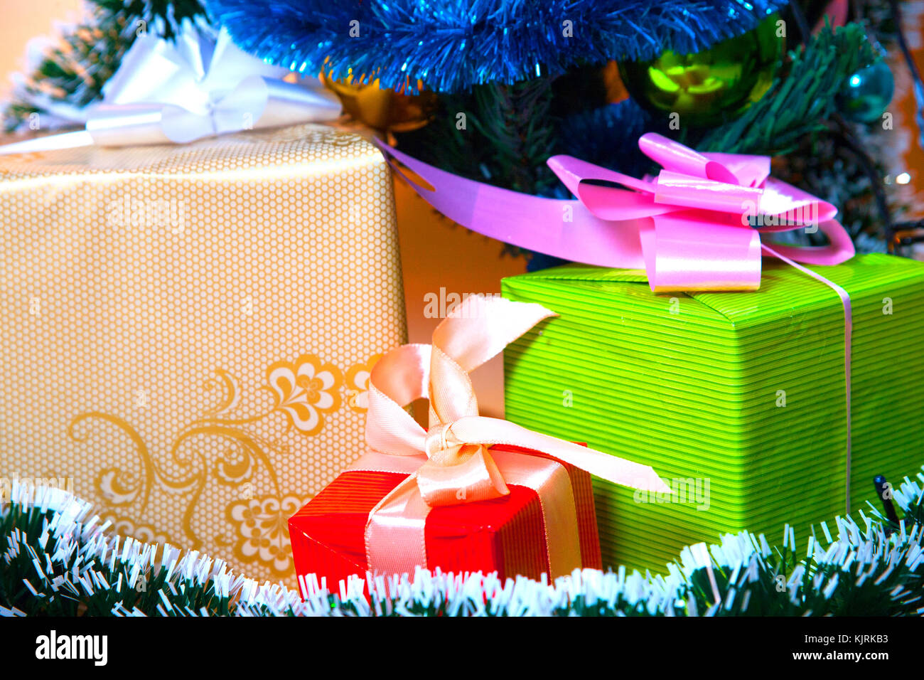 Ecologic Christmas tree made from gift boxes and rustic Christmas