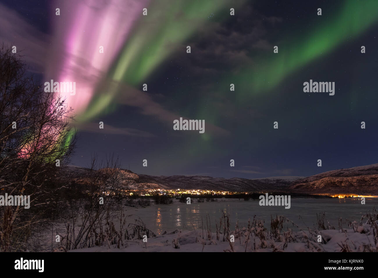 nordlys Rafsbotn, northern lights Rafsbotn, Rafsbotn, Alta, Northern lights Finnmark, Norway. Aurora Borealis Norway. Stock Photo