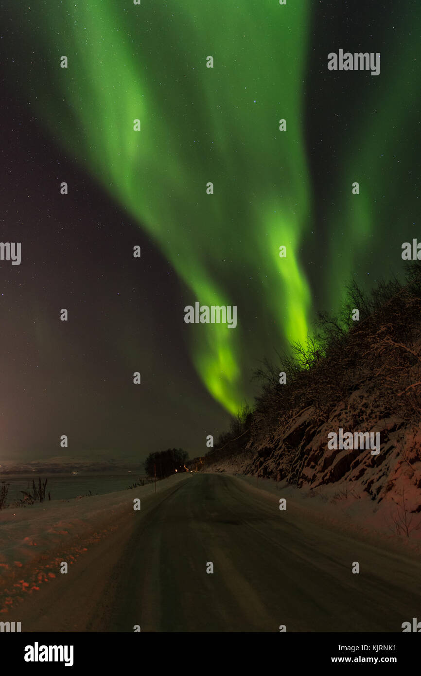 Northern lights Finnmark, Norway. Aurora Borealis Norway. Stock Photo