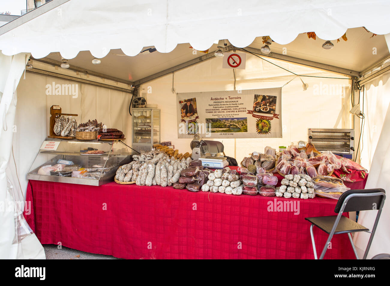 display of cured meat at Millesime Stock Photo