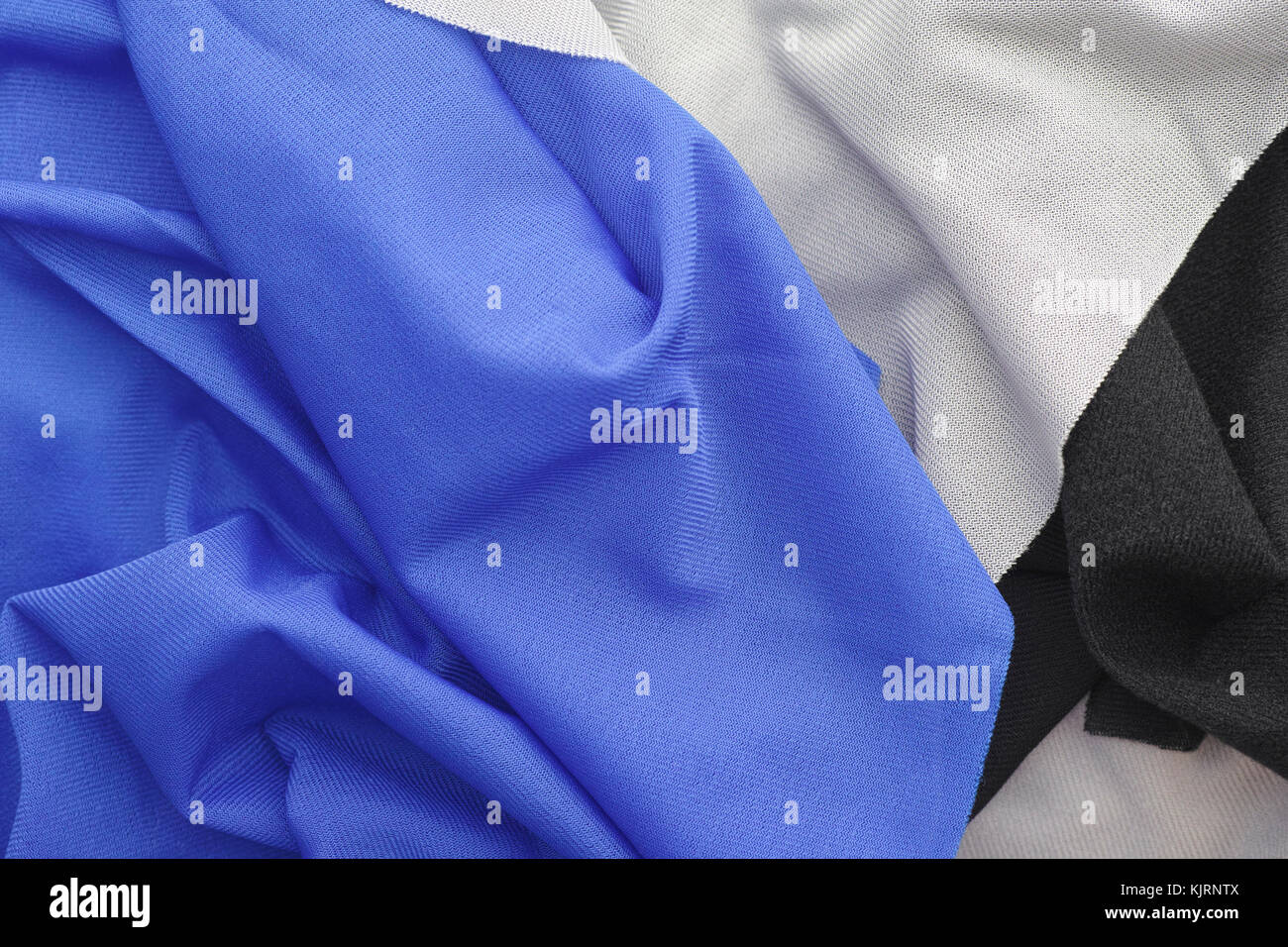 Blue Gray and Black Textile Fabric Background. Close up. Stock Photo