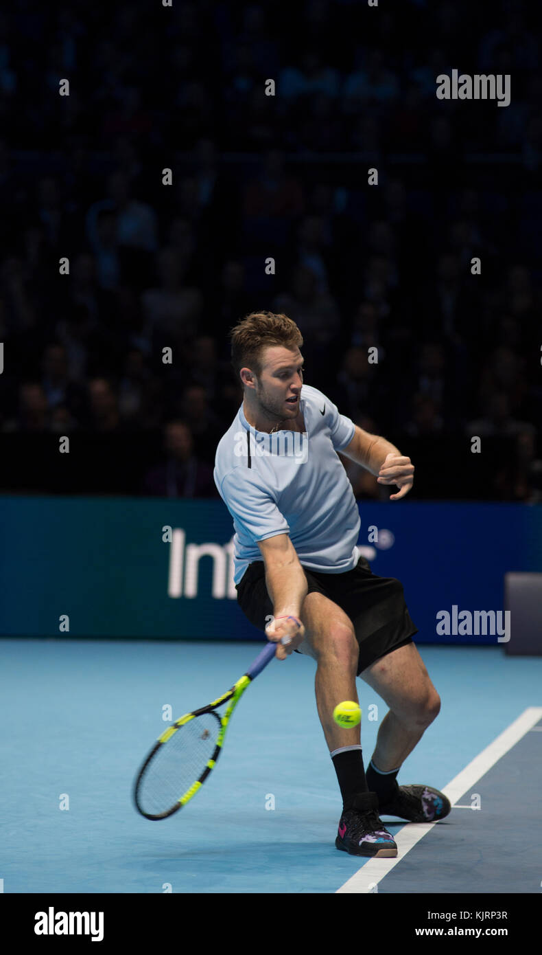 16 November 2017. Nitto ATP Finals, Jack Sock (USA) in action playing  against Zverev during round robin match. Credit: Malcolm Park Stock Photo -  Alamy