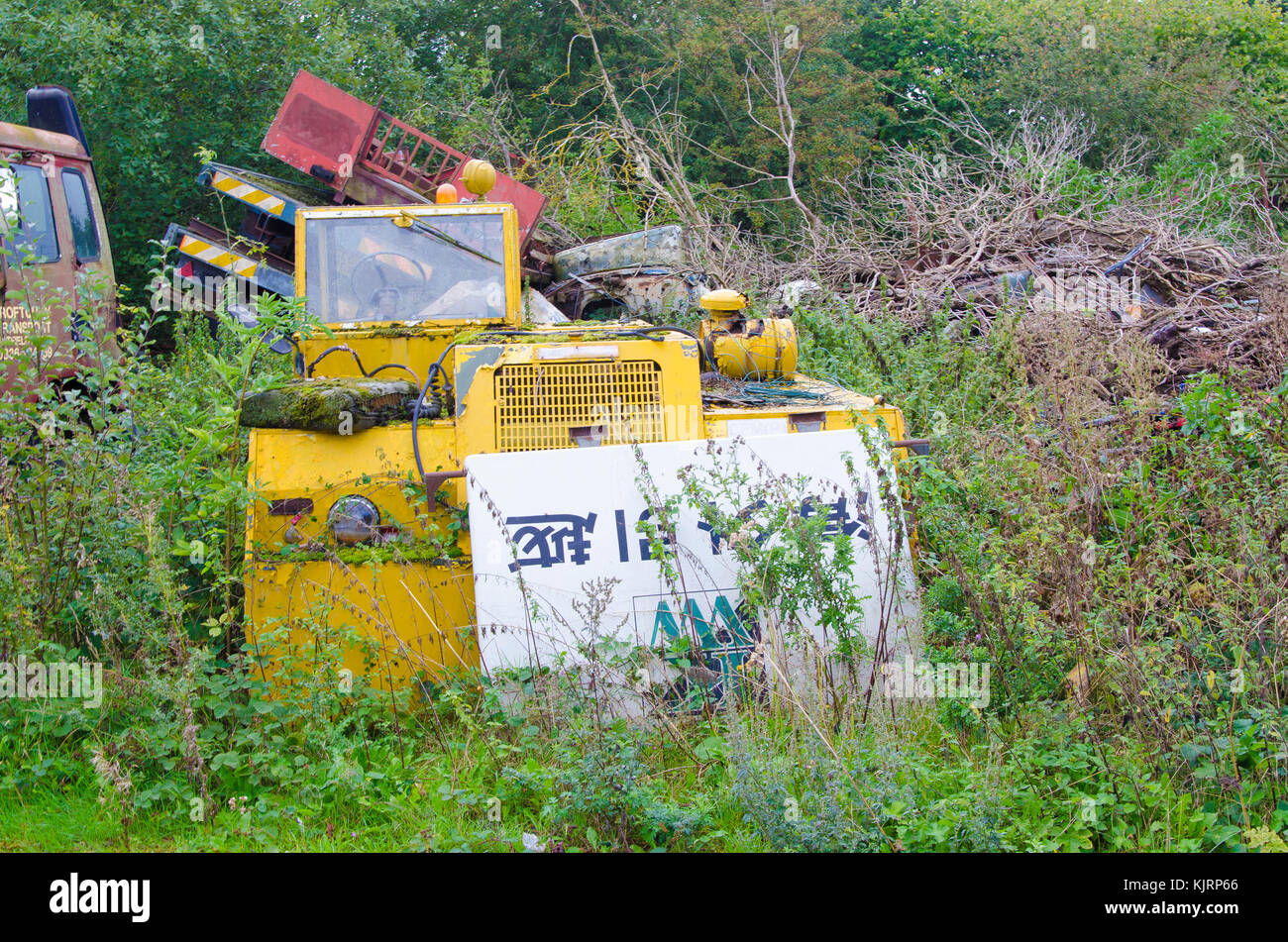 A scrap yard that specifically holds broken down vehicles for scrap and