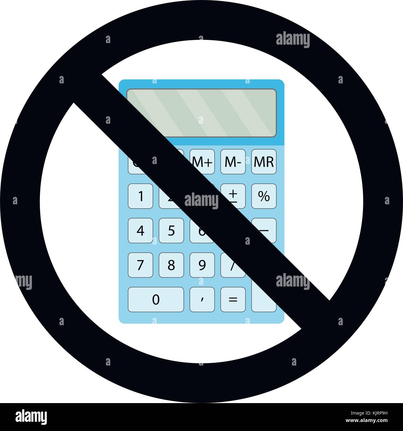 Not use calculator symbol. Calculate mind and training mathematics, vector no using on exam illustration Stock Vector