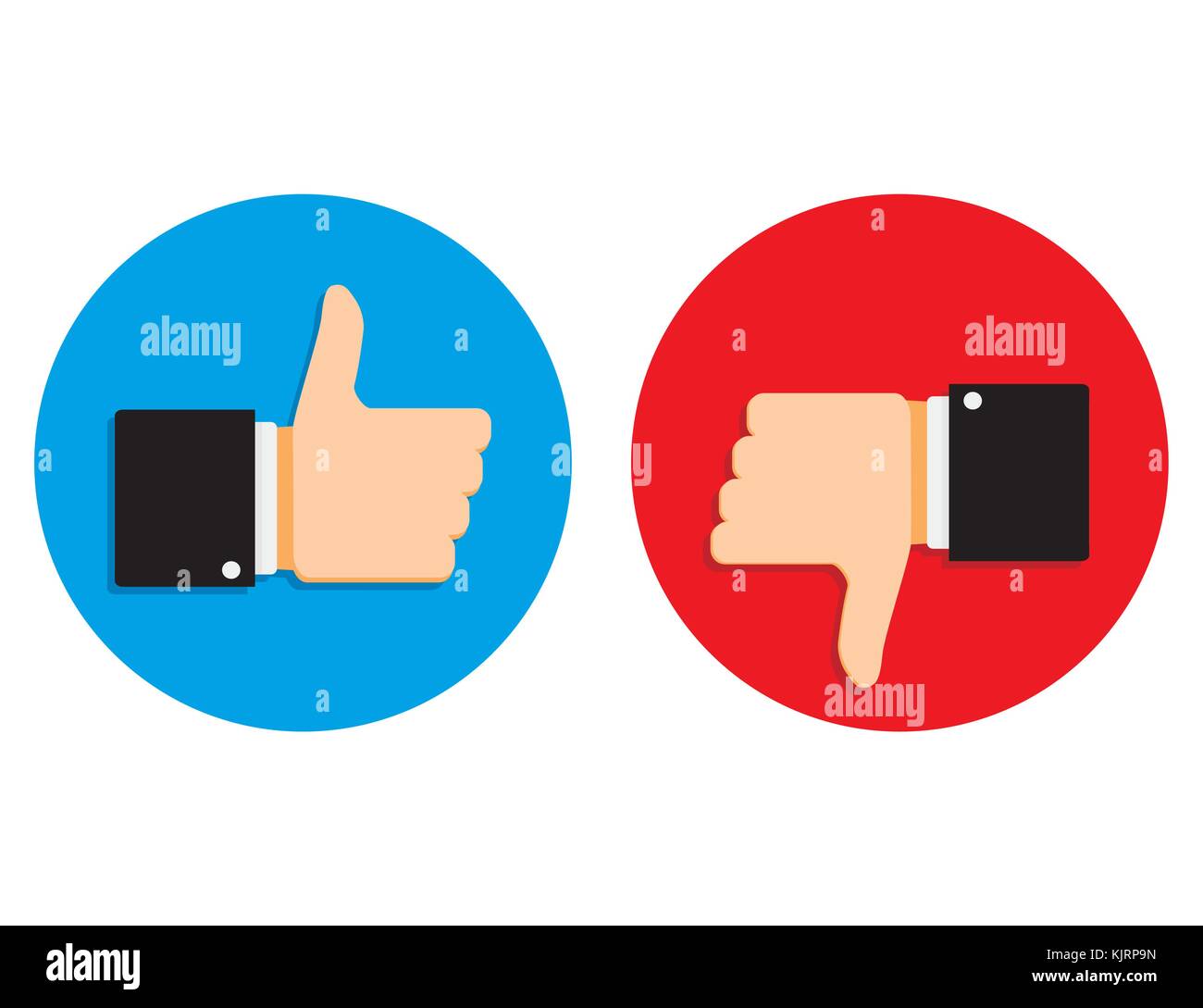 Good and bad signs set social media. Gesture like finger thumb up and down. Vector illustration. Flat symbol collection Stock Vector