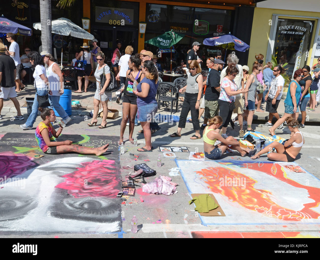 Lake Worth, USA - February 24, 2013: Artists crate chalk drawing during the annual Street Art festival in lake Worth FL on February 24, 2013 Stock Photo