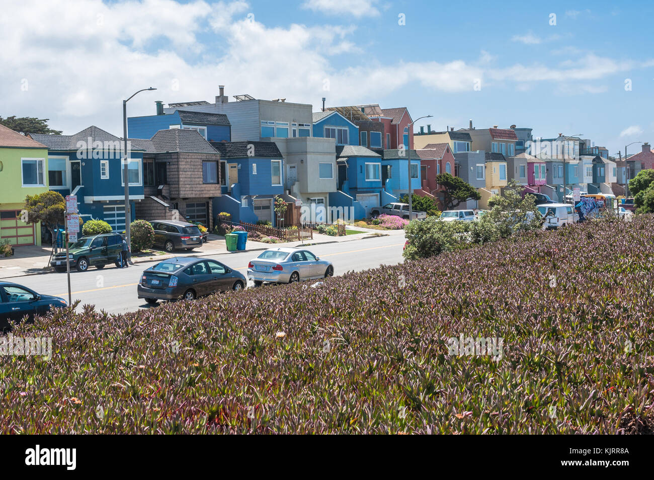 San Francisco,California,USA June 12, 2017 Colorful houses along