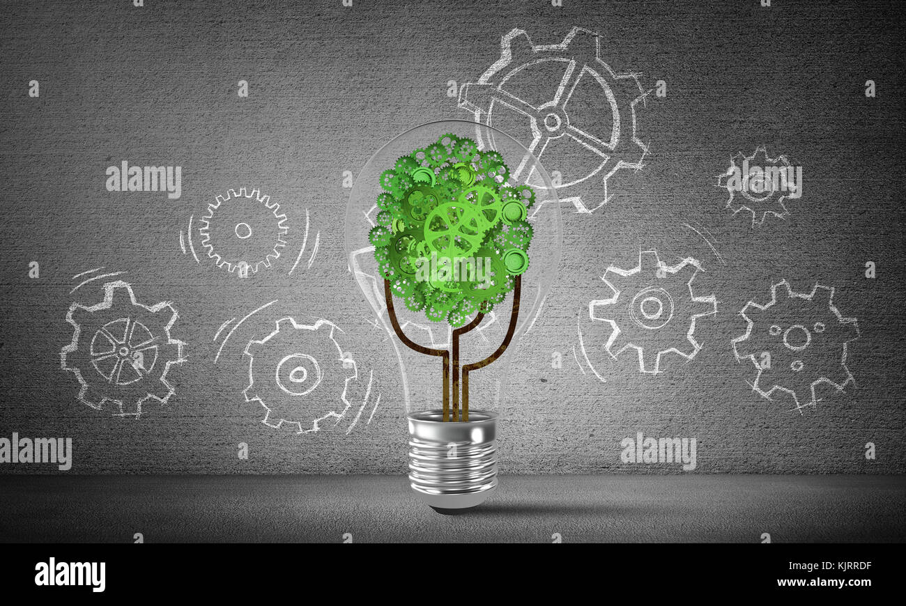 Simple Eco Invention Eco innovations concept by means of lightbulb Stock Photo - Alamy