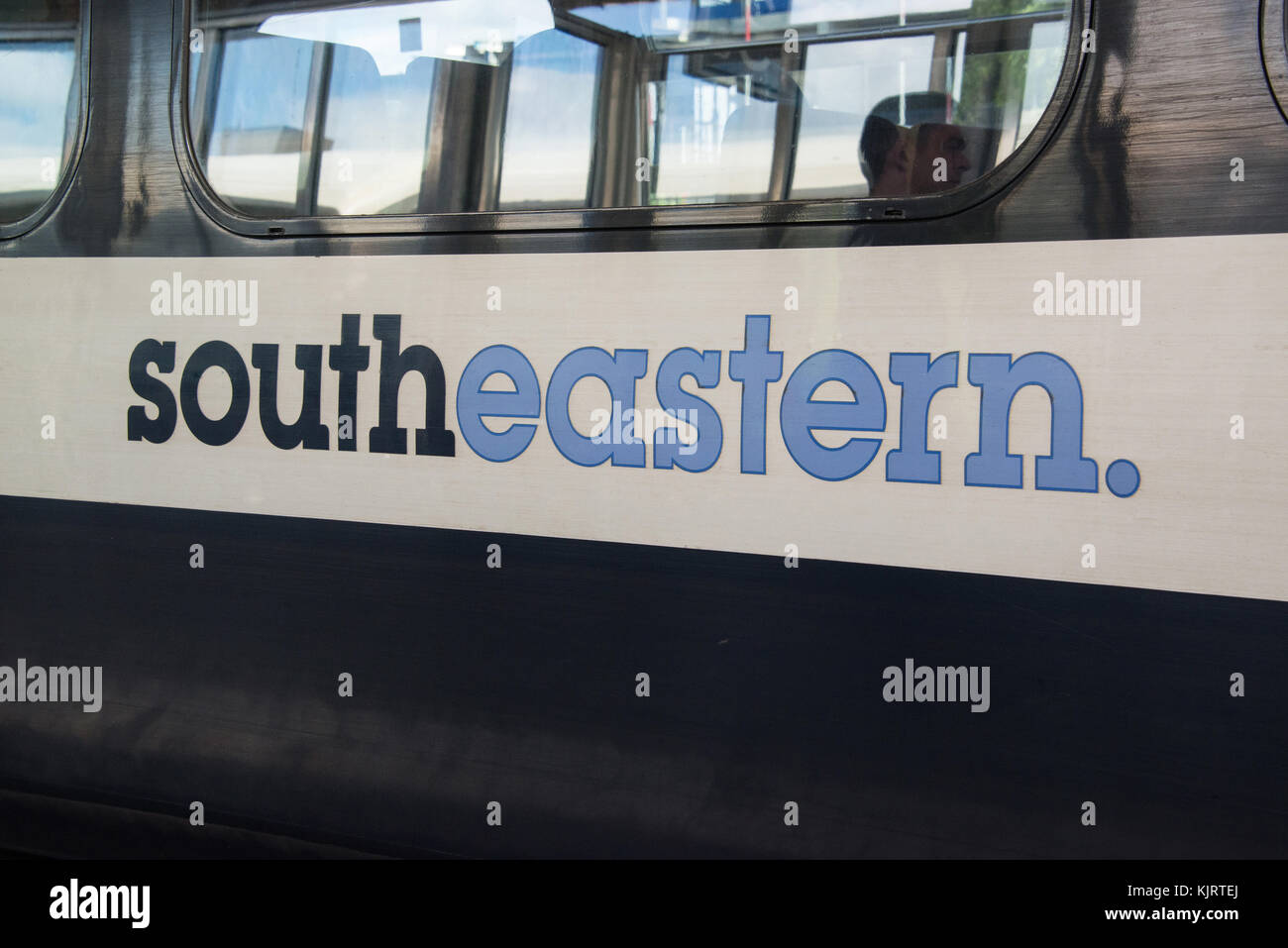 side of Southeastern train with logo. Stock Photo