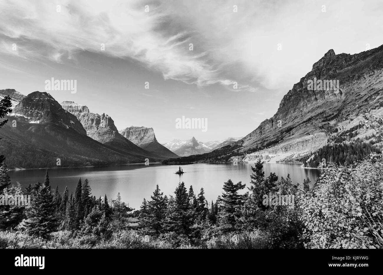 Autumn landscape in mountains leaves Black and White Stock Photos ...