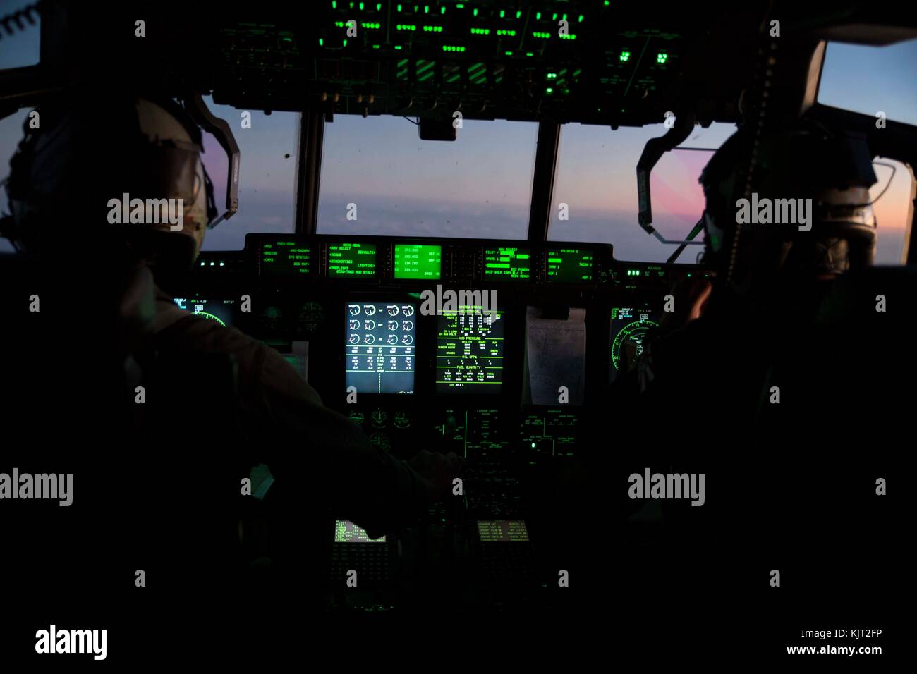 View from the cockpit as two U.S. Marine Corps pilots fly a U.S. Marine
