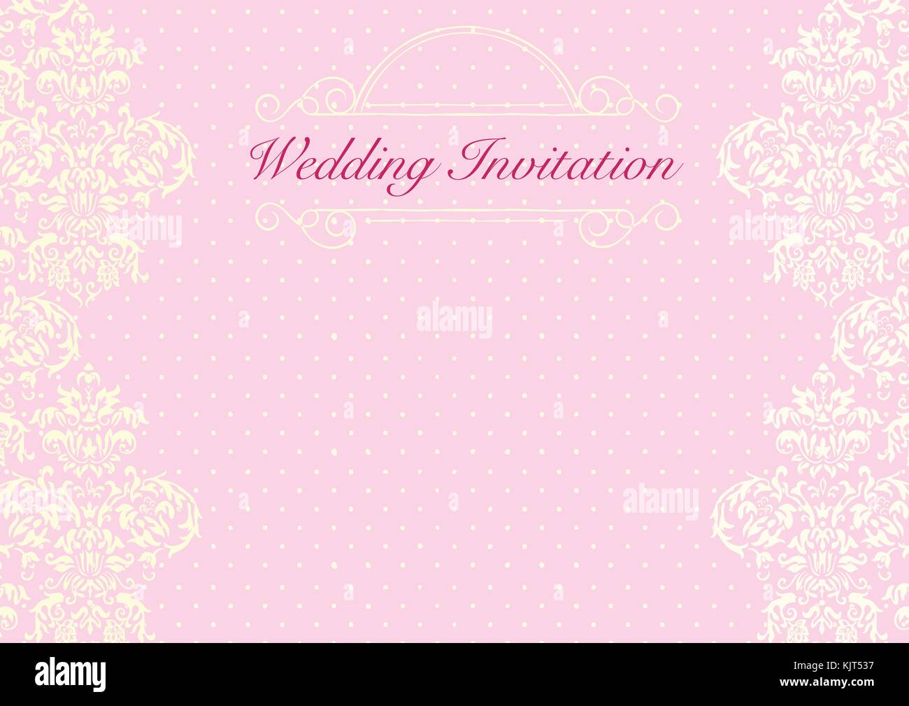 The pink wedding invitation card background template with yellow dotted  pattern and floral ornament Stock Vector Image & Art - Alamy