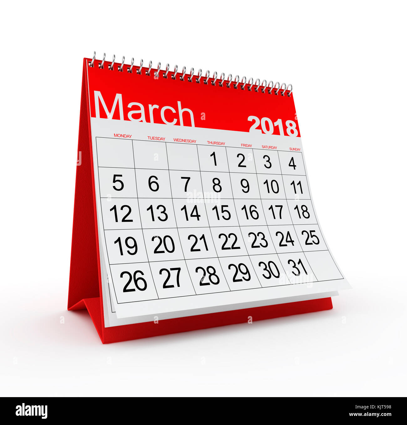 March 2018 Monthly Calendar. 3d rendered illustration Stock Photo - Alamy