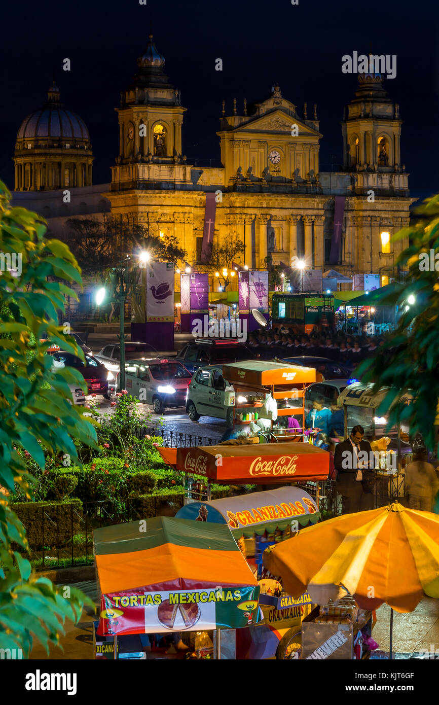 Street vendors at the Metropolitan Cathedral during Holy Week | Guatemala City | Guatemala Stock Photo