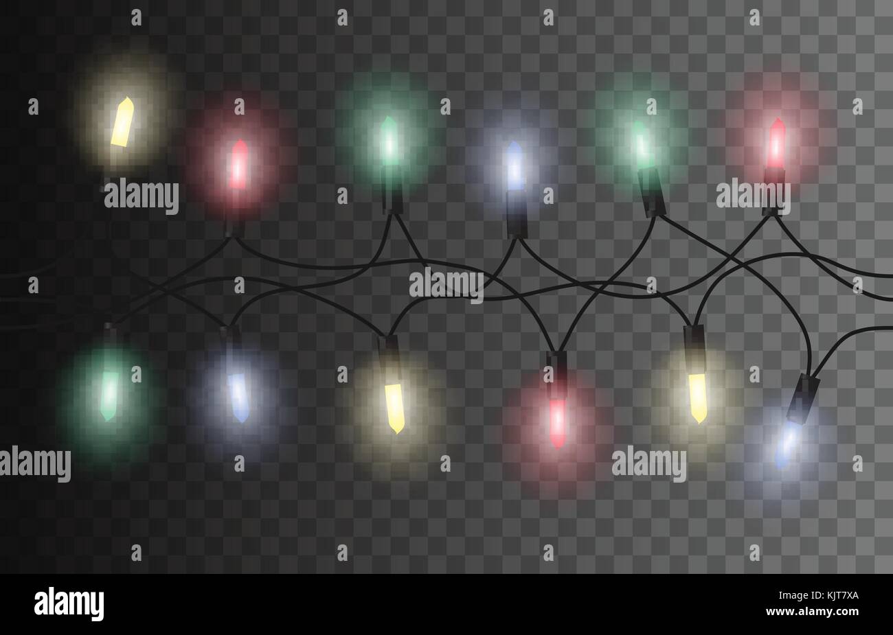 Vector seamless Christmas light set garland isolated on transparent ...