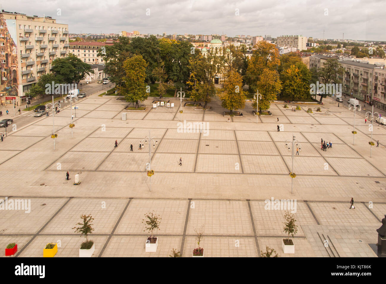 View of Bieganskiego the main square in the city of Czestochowa Poland taken from the museum housed in the city hall Stock Photo