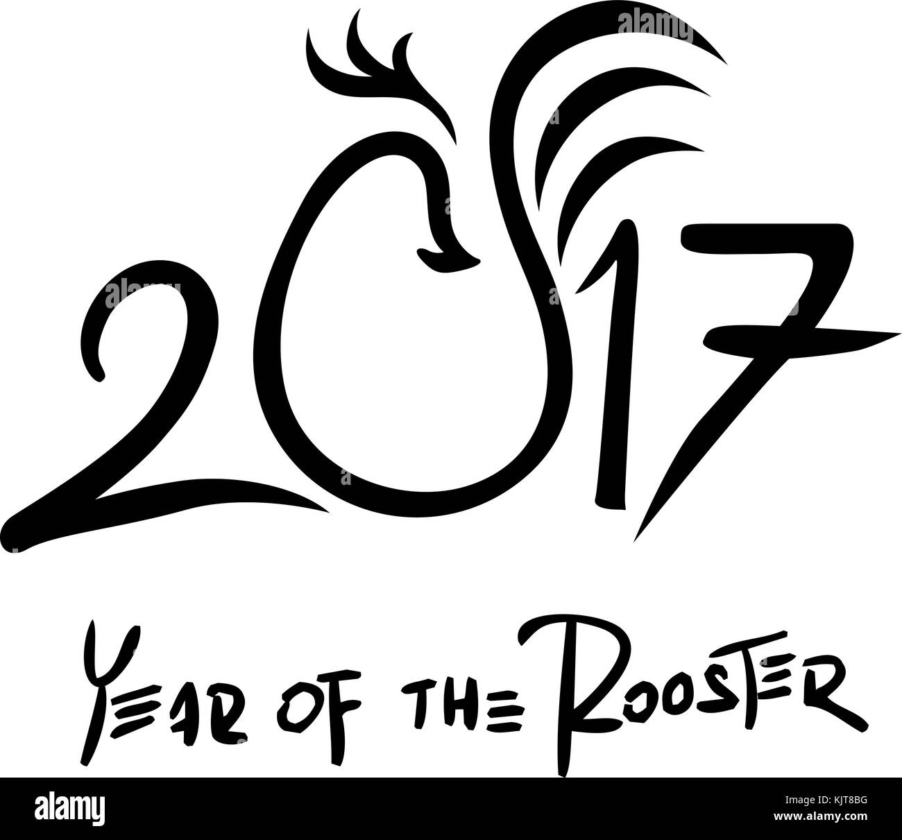 year of the rooster - chinese symbol vector illustration Stock Vector