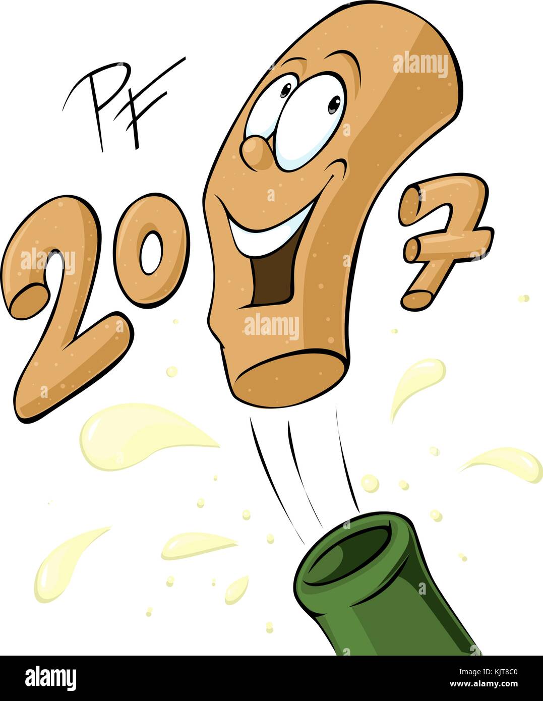 New Year bottle of champagne - vector illustration Stock Vector Image