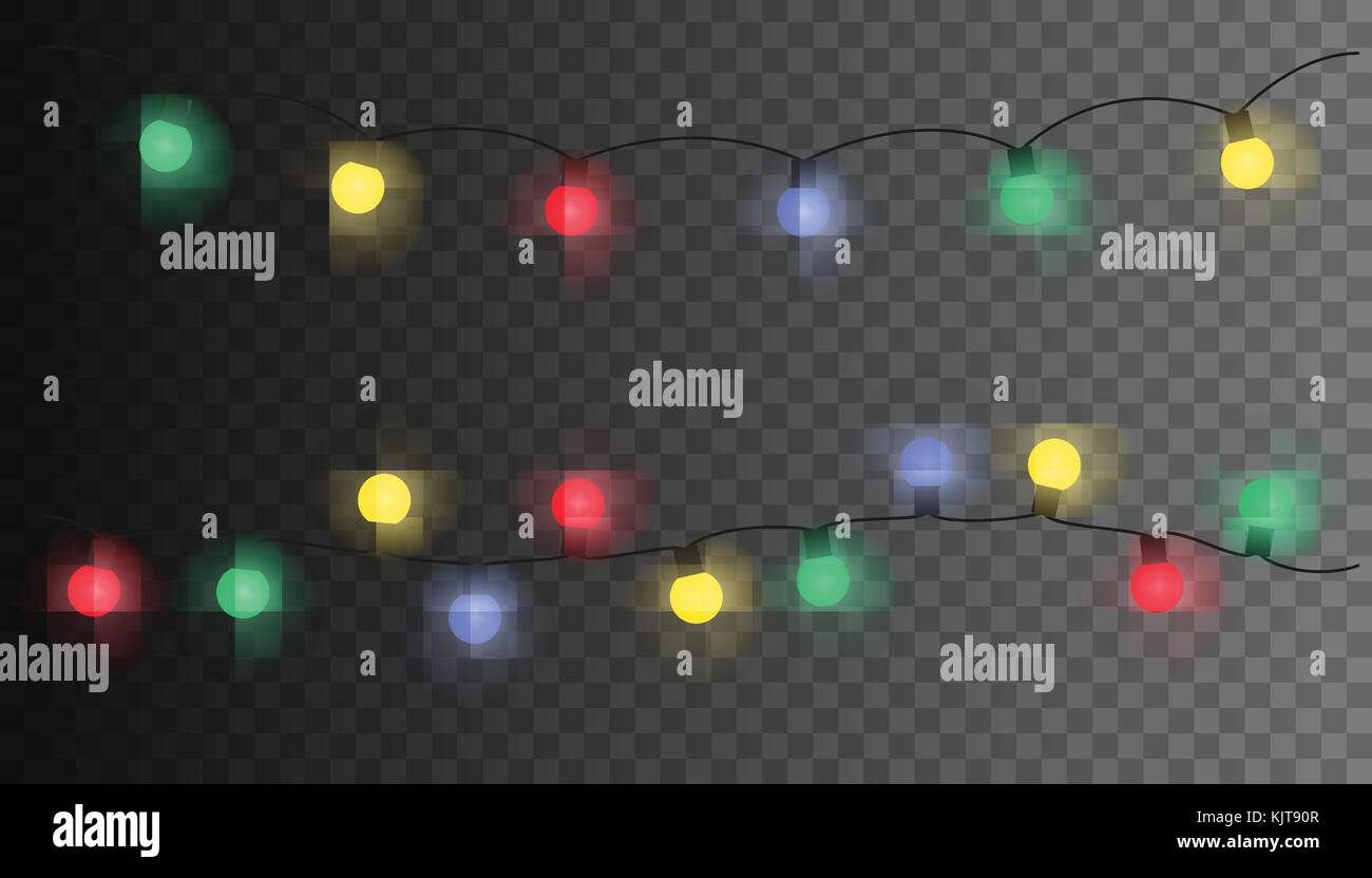 Vector seamless Christmas light set garland isolated on transparent ...
