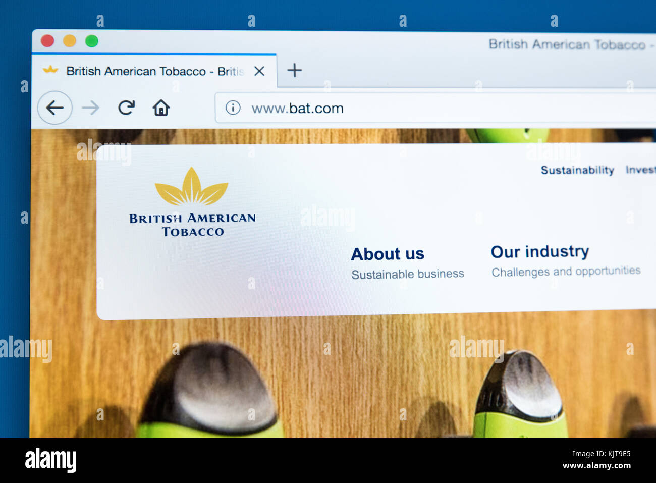 LONDON, UK - NOVEMBER 25TH 2017: The homepage of the official website for British American Tobacco - the British multinational tobacco company headqua Stock Photo