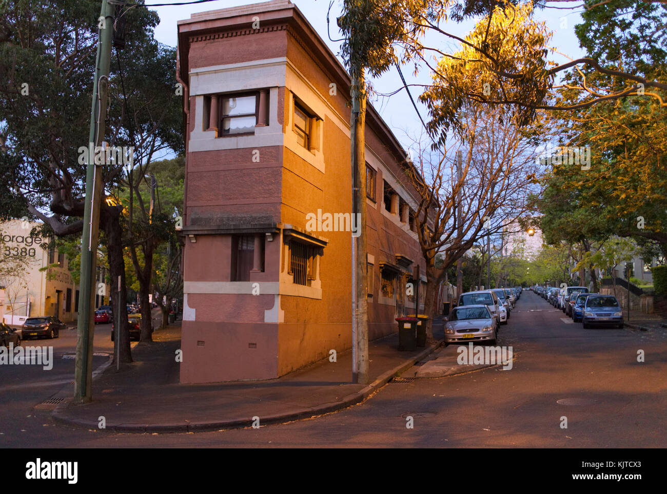 Urban Streetscape on Womerah Ave Darlinghurst Sydney Australia Stock Photo