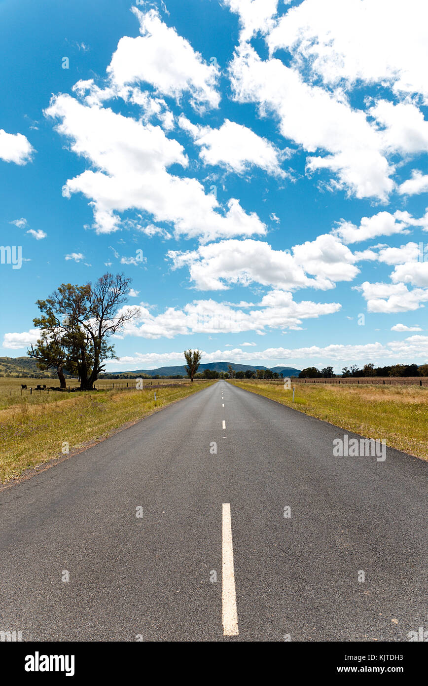 Sealed regional highway through agricultural lands - cattle - Northern New South Wales Australia Stock Photo