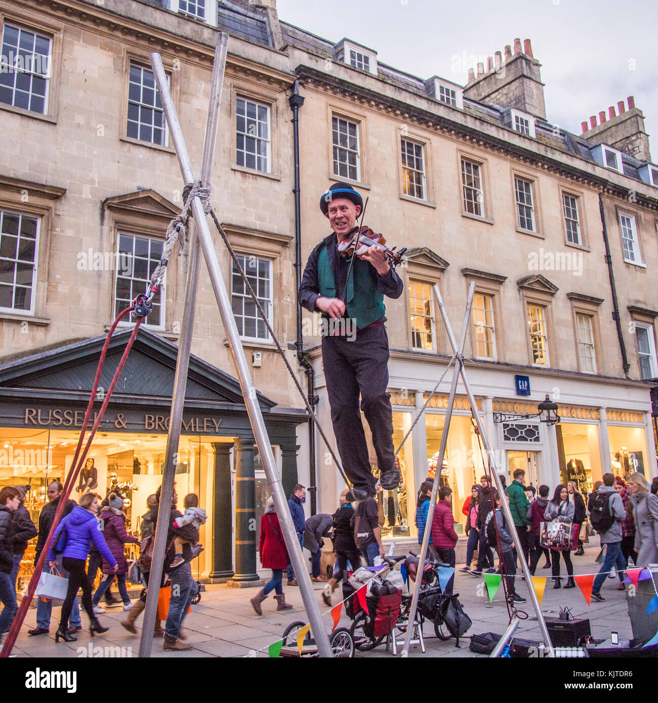 Street entertainer in Bath, Somerset, England Stock Photo