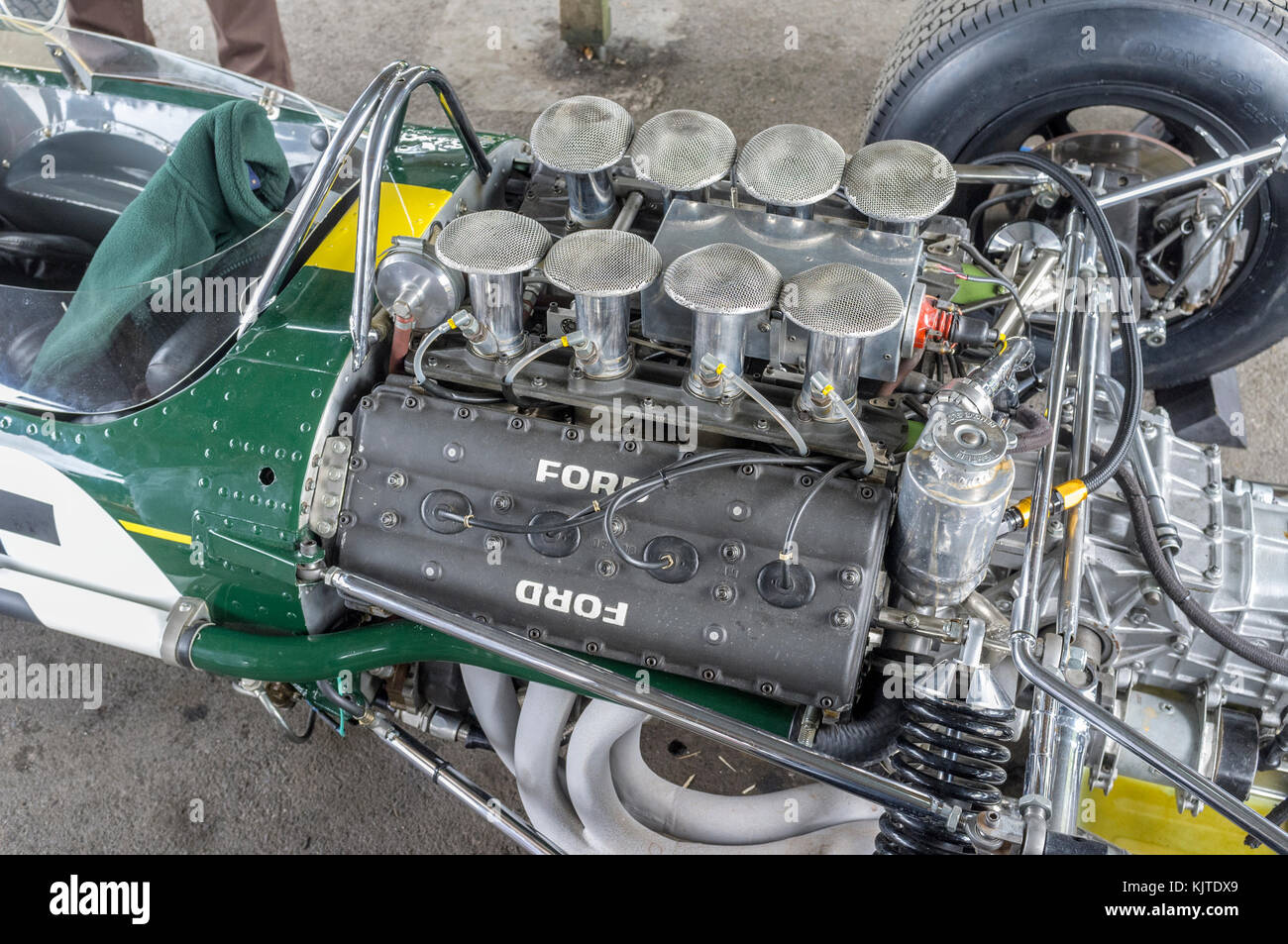 Ford V8 Cosworth engine on Lotus 49, Goodwood Revival, Historic motor racing Stock Photo